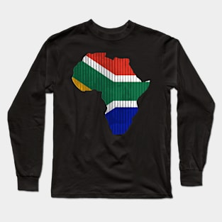 South Africa Flag in Shape of Africa Long Sleeve T-Shirt